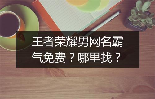 王者荣耀男网名霸气免费?哪里找?