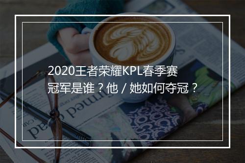 2020王者荣耀KPL春季赛冠军是谁?他/她如何夺冠?