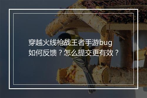 穿越火线枪战王者手游bug如何反馈？怎么提交更有效？
