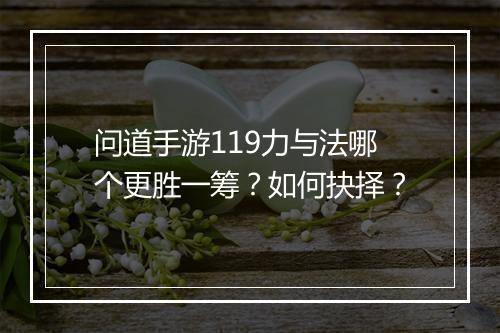 问道手游119力与法哪个更胜一筹？如何抉择？