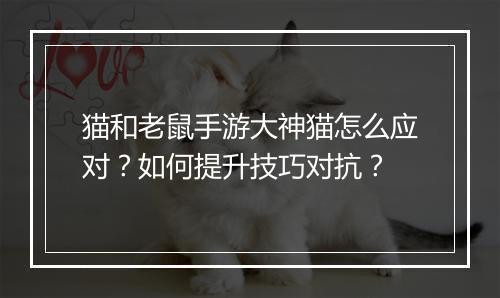 猫和老鼠手游大神猫怎么应对？如何提升技巧对抗？