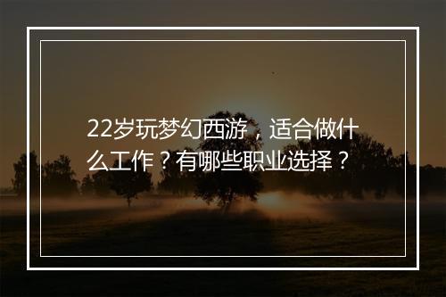 22岁玩梦幻西游，适合做什么工作？有哪些职业选择？