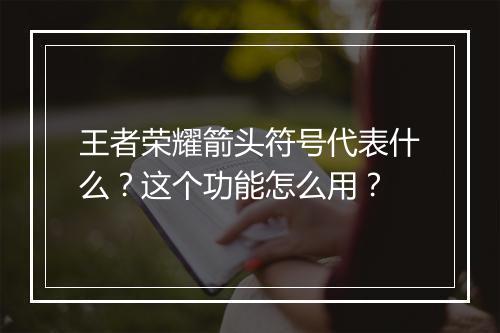 王者荣耀箭头符号代表什么?这个功能怎么用?