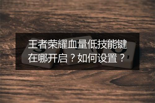 王者荣耀血量低技能键在哪开启?如何设置?