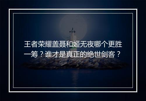王者荣耀盖聂和姬无夜哪个更胜一筹?谁才是真正的绝世剑客?