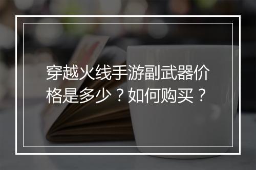 穿越火线手游副武器价格是多少?如何购买?