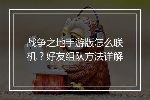 战争之地手游版怎么联机？好友组队方法详解