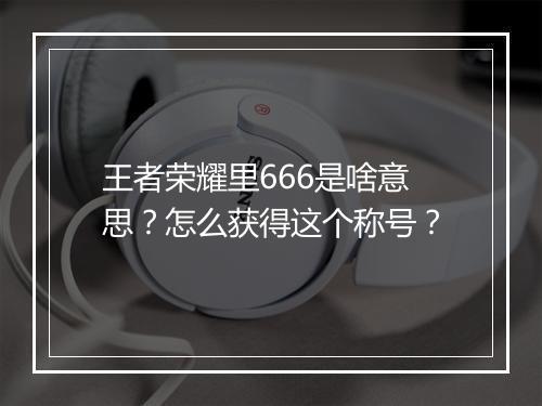 王者荣耀里666是啥意思？怎么获得这个称号？