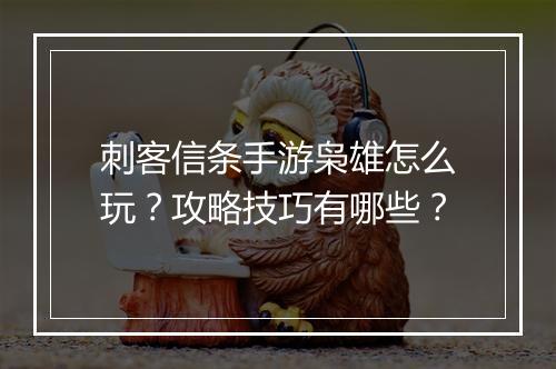 刺客信条手游枭雄怎么玩?攻略技巧有哪些?