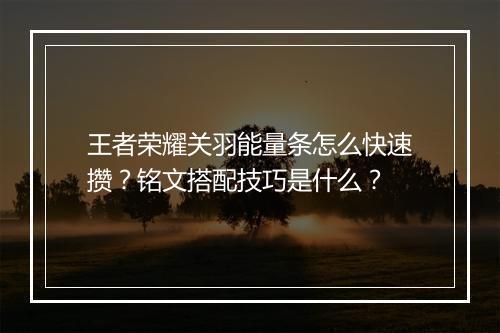 王者荣耀关羽能量条怎么快速攒？铭文搭配技巧是什么？