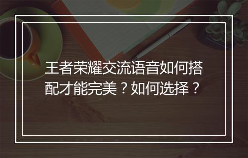 王者荣耀交流语音如何搭配才能完美?如何选择?