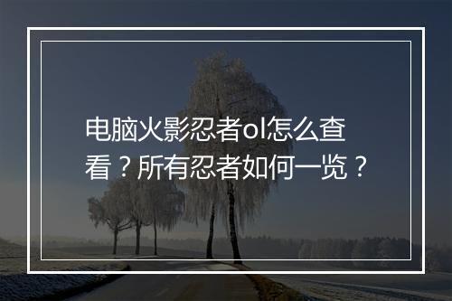 电脑火影忍者ol怎么查看?所有忍者如何一览?