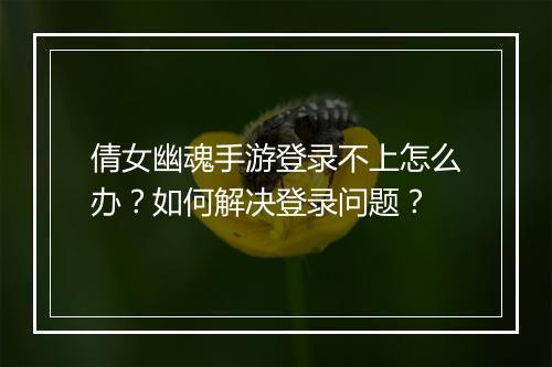 倩女幽魂手游登录不上怎么办?如何解决登录问题?