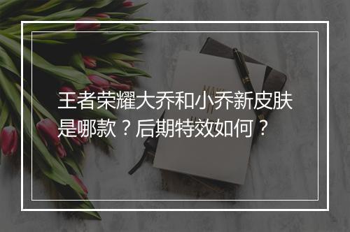 王者荣耀大乔和小乔新皮肤是哪款?后期特效如何?