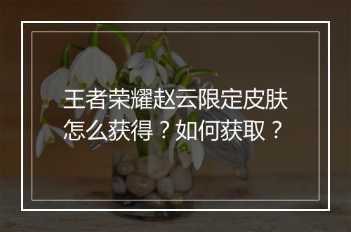王者荣耀赵云限定皮肤怎么获得?如何获取?