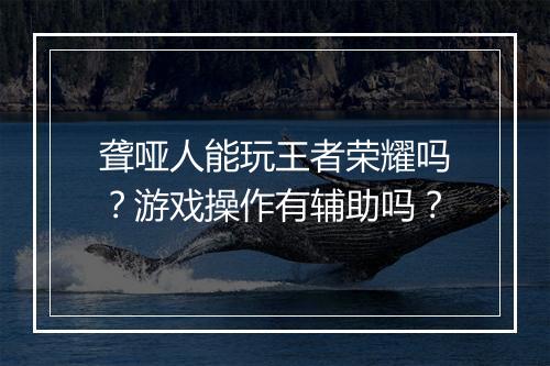 聋哑人能玩王者荣耀吗?游戏操作有辅助吗?