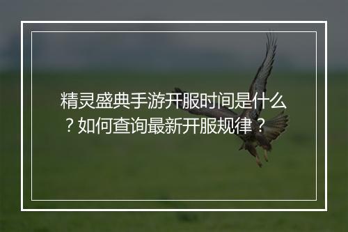 精灵盛典手游开服时间是什么?如何查询最新开服规律?