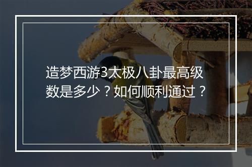 造梦西游3太极八卦最高级数是多少?如何顺利通过?