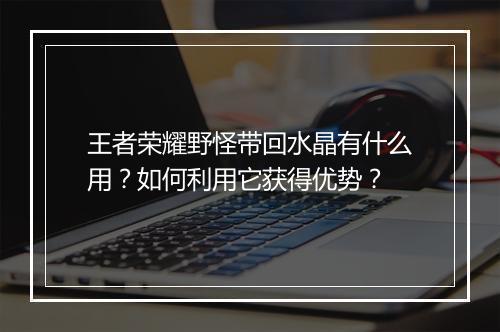 王者荣耀野怪带回水晶有什么用?如何利用它获得优势?