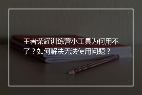 王者荣耀训练营小工具为何用不了?如何解决无法使用问题?