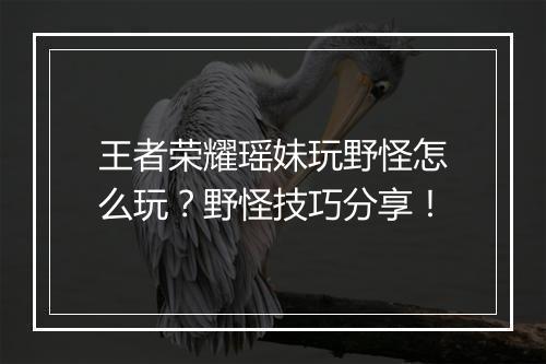 王者荣耀瑶妹玩野怪怎么玩?野怪技巧分享!