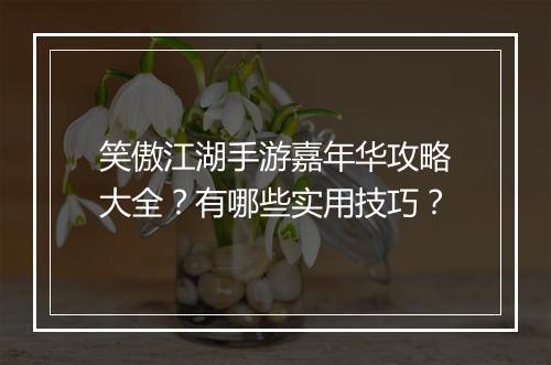 笑傲江湖手游嘉年华攻略大全?有哪些实用技巧?