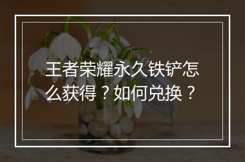 王者荣耀永久铁铲怎么获得?如何兑换?