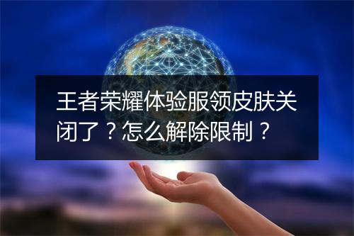 王者荣耀体验服领皮肤关闭了?怎么解除限制?