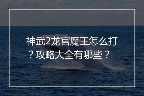 神武2龙宫魔王怎么打?攻略大全有哪些?