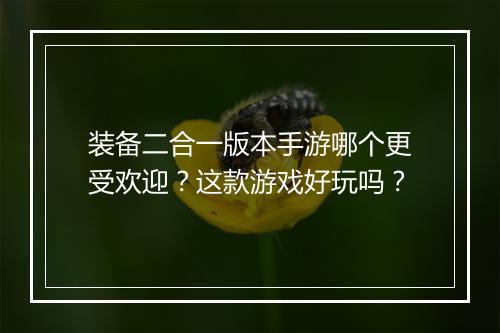装备二合一版本手游哪个更受欢迎?这款游戏好玩吗?