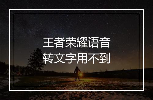 王者荣耀语音转文字用不到