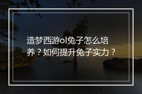 造梦西游ol兔子怎么培养？如何提升兔子实力？