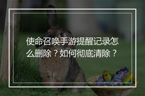 使命召唤手游提醒记录怎么删除?如何彻底清除?