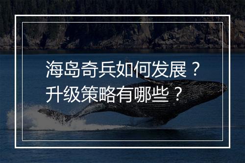 海岛奇兵如何发展?升级策略有哪些?