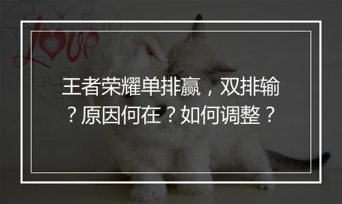 王者荣耀单排赢,双排输?原因何在?如何调整?