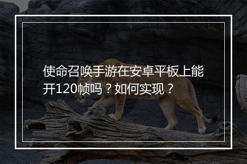 使命召唤手游在安卓平板上能开120帧吗?如何实现?
