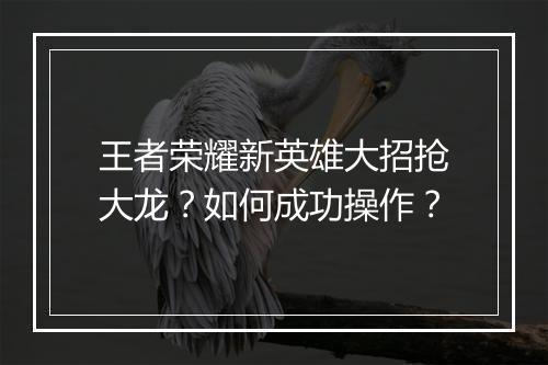 王者荣耀新英雄大招抢大龙?如何成功操作?