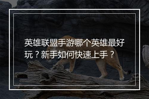 英雄联盟手游哪个英雄最好玩？新手如何快速上手？