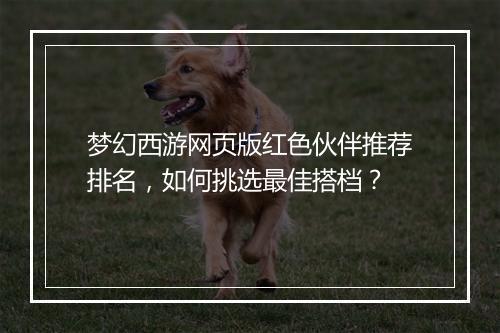 梦幻西游网页版红色伙伴推荐排名,如何挑选最佳搭档?
