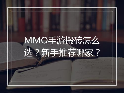 MMO手游搬砖怎么选?新手推荐哪家?