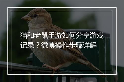 猫和老鼠手游如何分享游戏记录?微博操作步骤详解