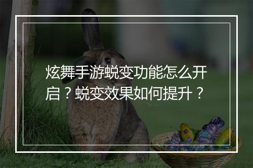 炫舞手游蜕变功能怎么开启?蜕变效果如何提升?