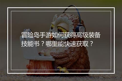 冒险岛手游如何获得高级装备技能书?哪里能快速获取?