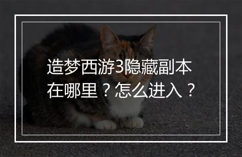 造梦西游3隐藏副本在哪里？怎么进入？