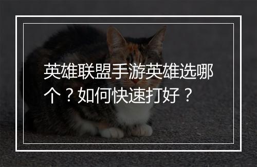 英雄联盟手游英雄选哪个？如何快速打好？