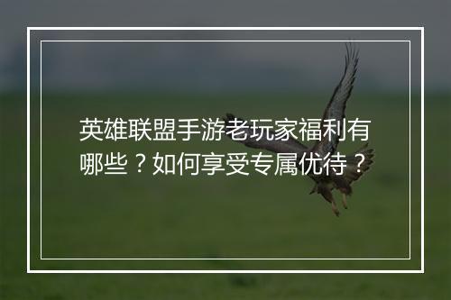 英雄联盟手游老玩家福利有哪些？如何享受专属优待？