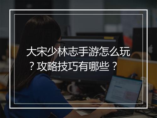 大宋少林志手游怎么玩？攻略技巧有哪些？