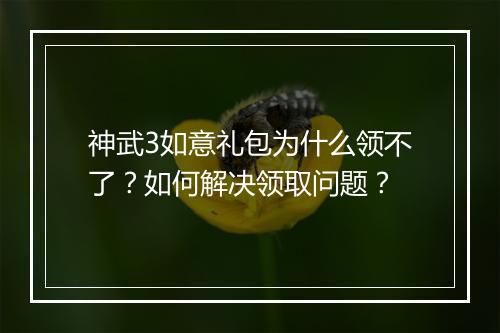 神武3如意礼包为什么领不了？如何解决领取问题？