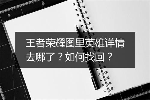 王者荣耀图里英雄详情去哪了？如何找回？