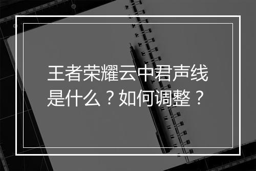 王者荣耀云中君声线是什么？如何调整？